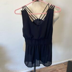Zenana Styles black sleeveless blouse size medium partially sheer